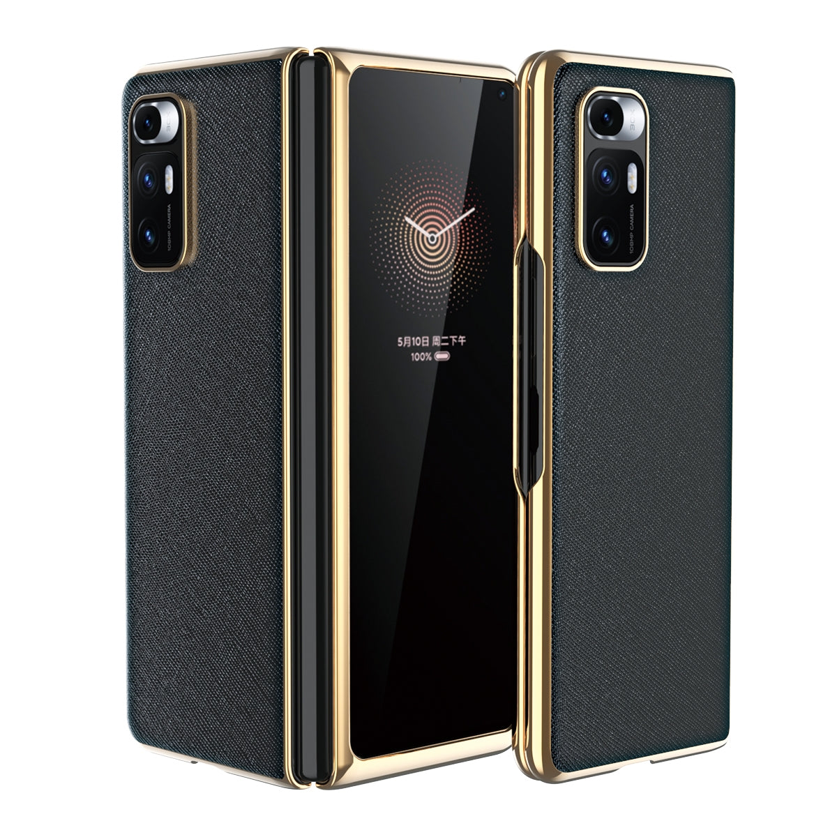 For Xiaomi Mi Mix Fold Electroplated Leather Texture Protective Case(Black)
