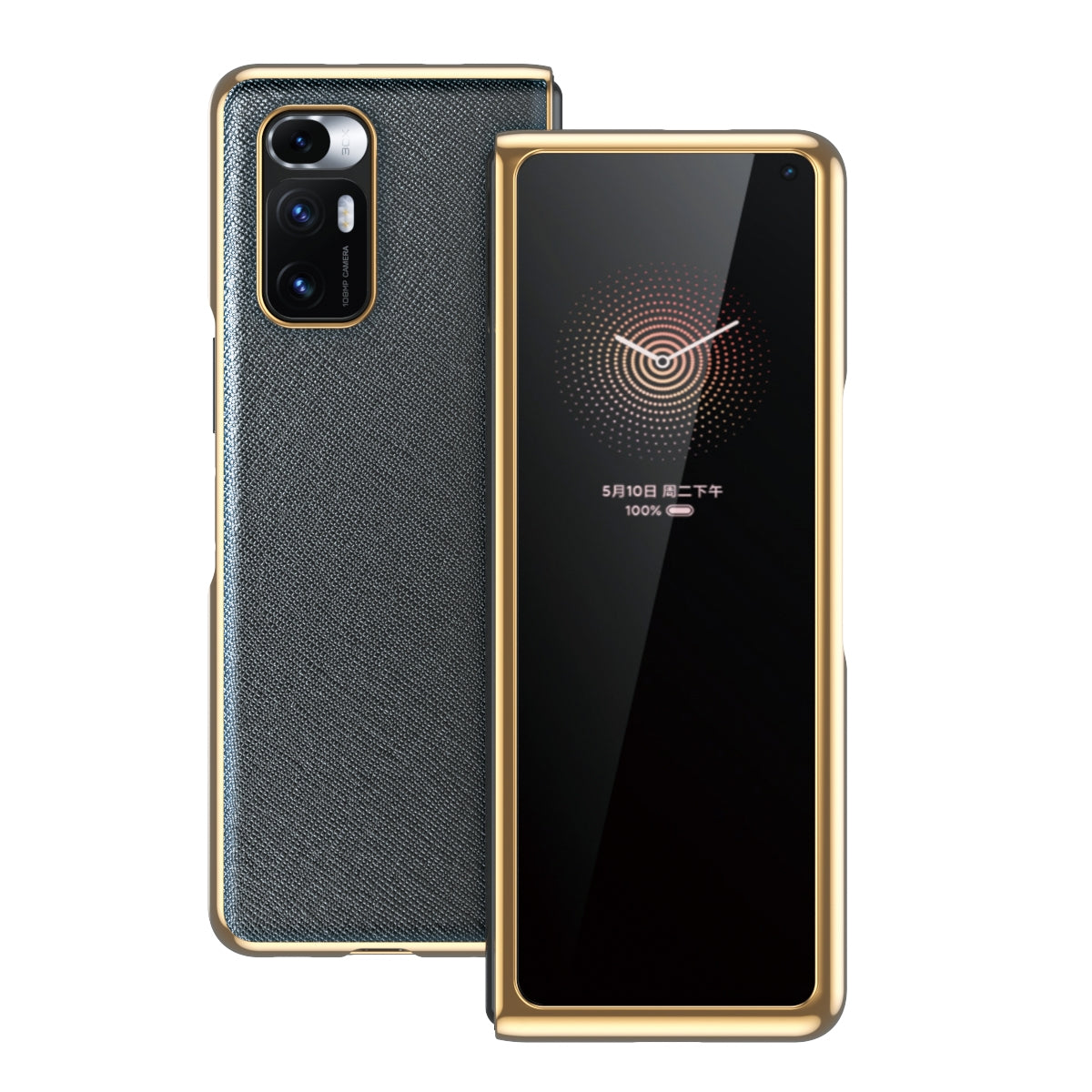 For Xiaomi Mi Mix Fold Electroplated Leather Texture Protective Case(Grey)