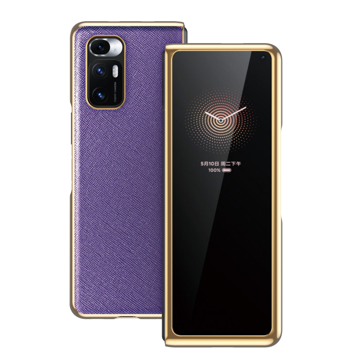For Xiaomi Mi Mix Fold Electroplated Leather Texture Protective Case(Purple)