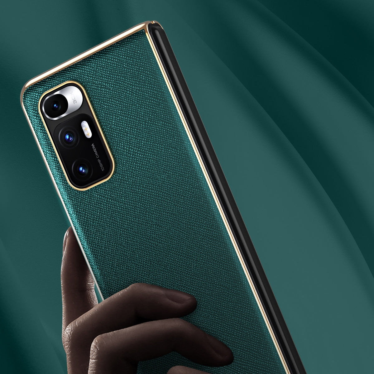For Xiaomi Mi Mix Fold Electroplated Leather Texture Protective Case(Dark Green)