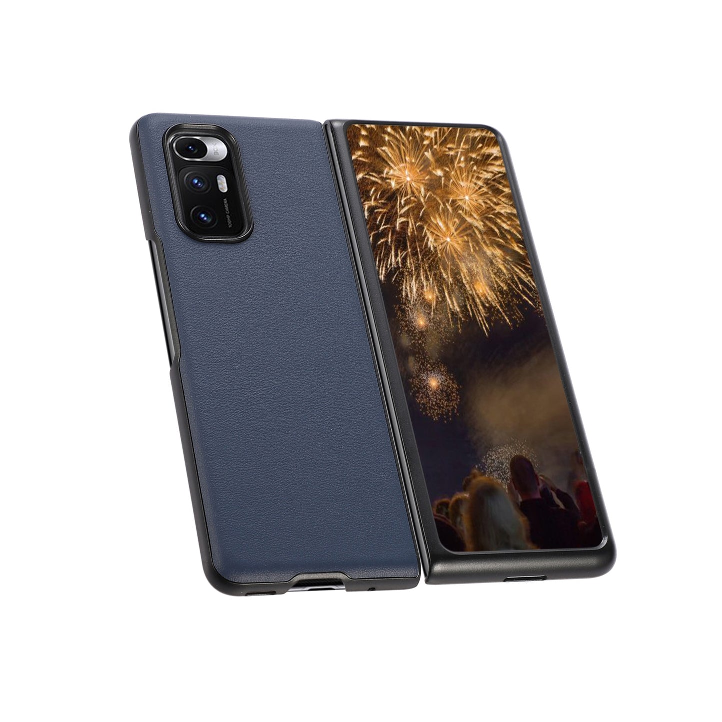 For Xiaomi Mi Mix Fold Genuine Leather Lambskin Texture Folding Protective Case(Blue)