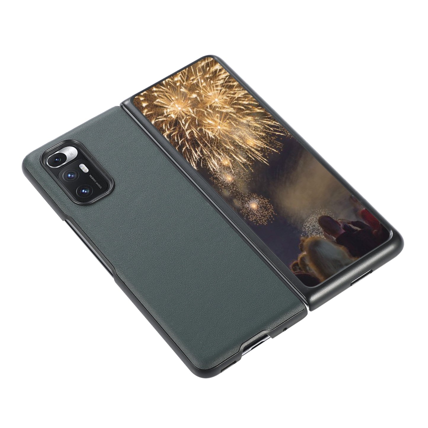 For Xiaomi Mi Mix Fold Genuine Leather Lambskin Texture Folding Protective Case(Green)