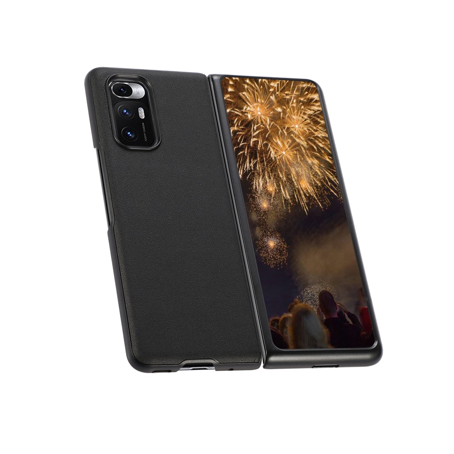 For Xiaomi Mi Mix Fold Genuine Leather Lambskin Texture Folding Protective Case(Black)