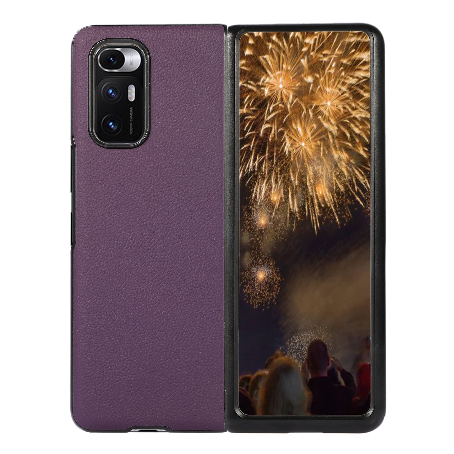 For Xiaomi Mi Mix Fold Genuine Leather Folding Protective Case(Purple)