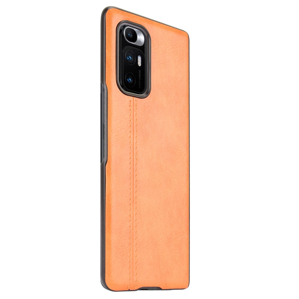 For Xiaomi Mi Mix Fold Shockproof Sewing Cow Skin Texture PC + PU + TPU Case(Orange)