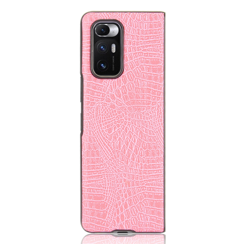 For Xiaomi Mi Mix Fold Shockproof Crocodile Texture PC + PU Case(Pink)