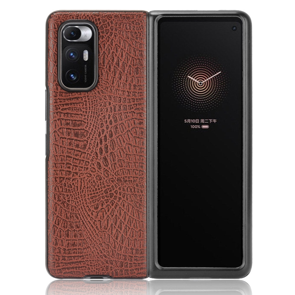 For Xiaomi Mi Mix Fold Shockproof Crocodile Texture PC + PU Case(Brown)