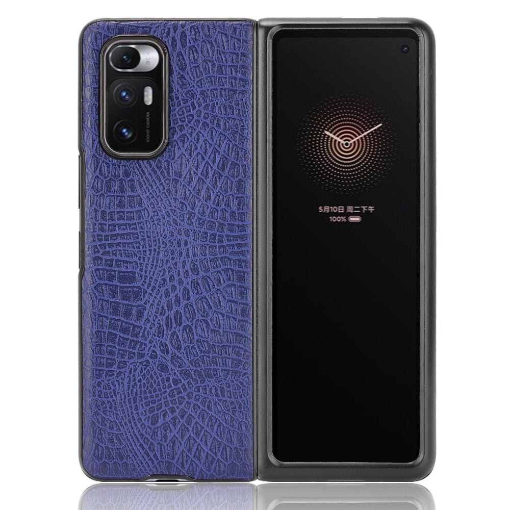 For Xiaomi Mi Mix Fold Shockproof Crocodile Texture PC + PU Case(Blue)