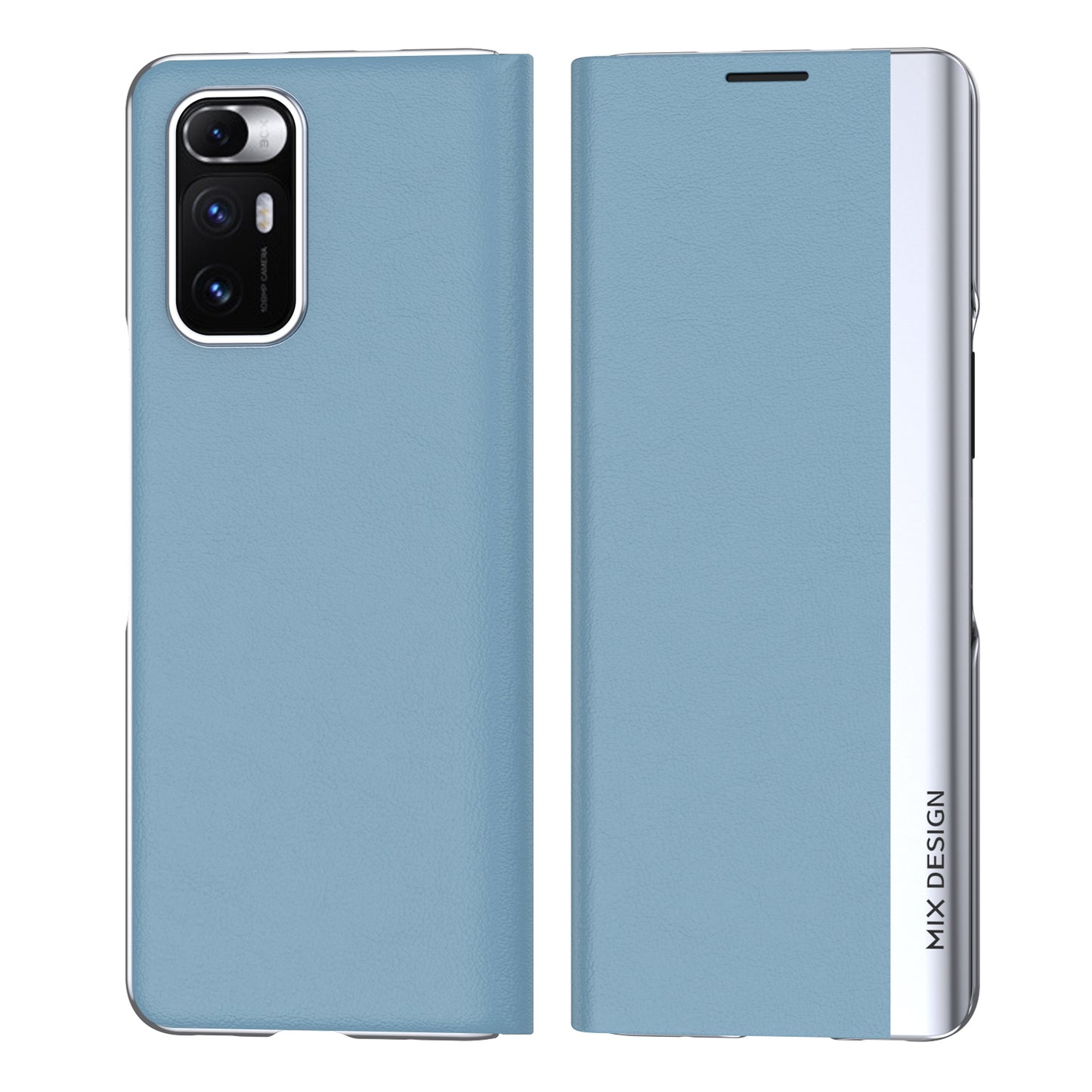 For Xiaomi Mix Fold Electroplated Horizontal Flip Leather Case with Holder(Light Blue)