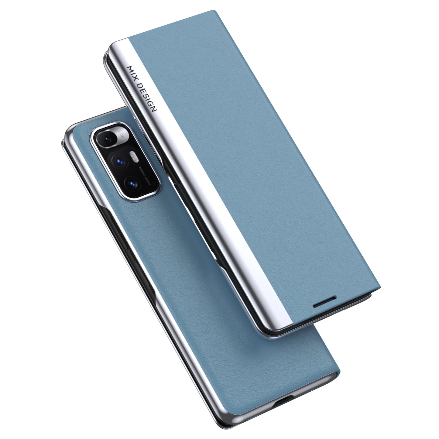 For Xiaomi Mix Fold Electroplated Horizontal Flip Leather Case with Holder(Light Blue)