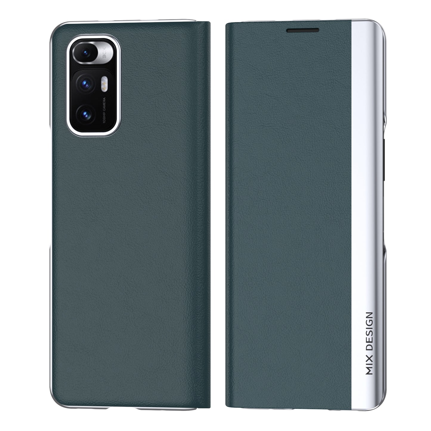 For Xiaomi Mix Fold Electroplated Horizontal Flip Leather Case with Holder(Dark Green)