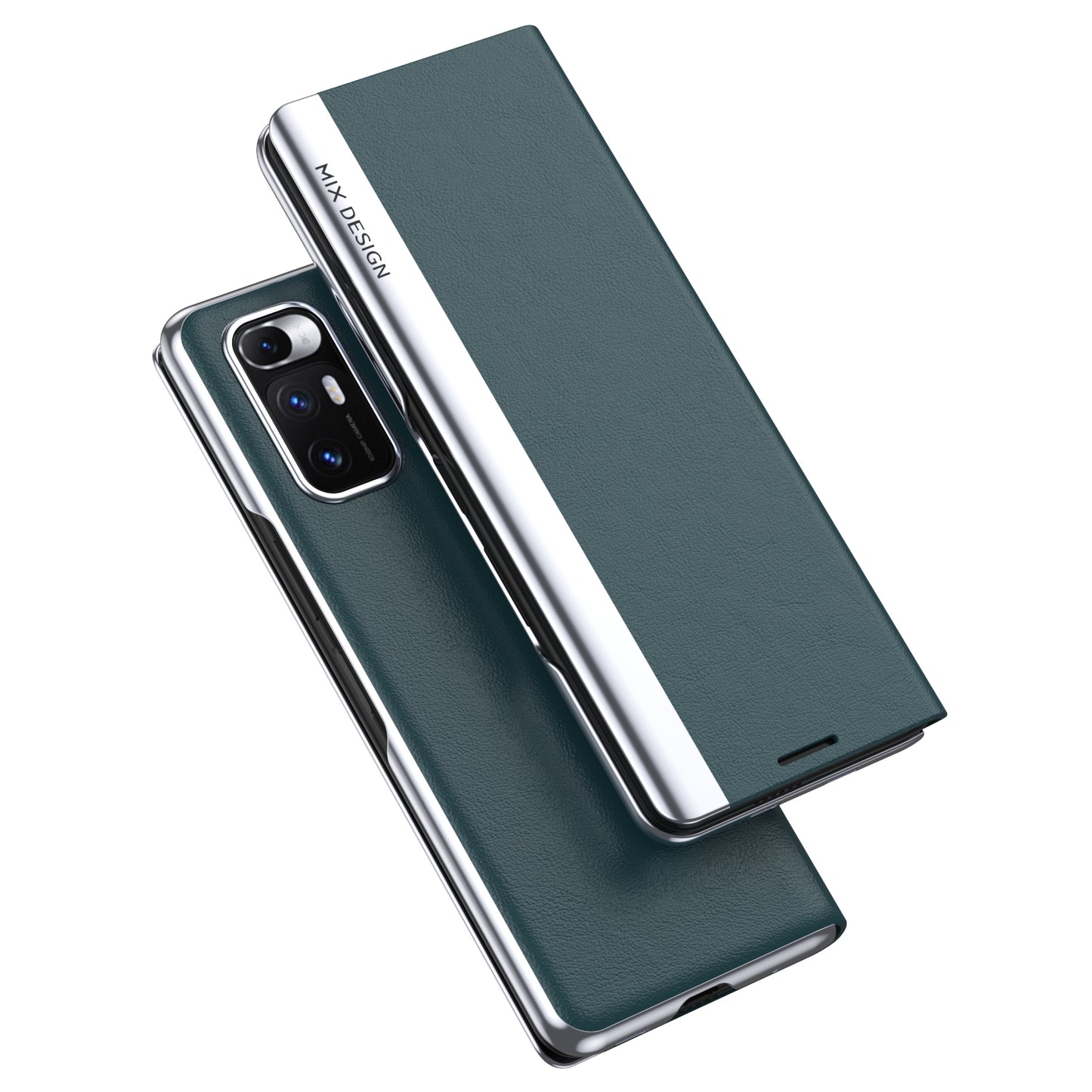 For Xiaomi Mix Fold Electroplated Horizontal Flip Leather Case with Holder(Dark Green)