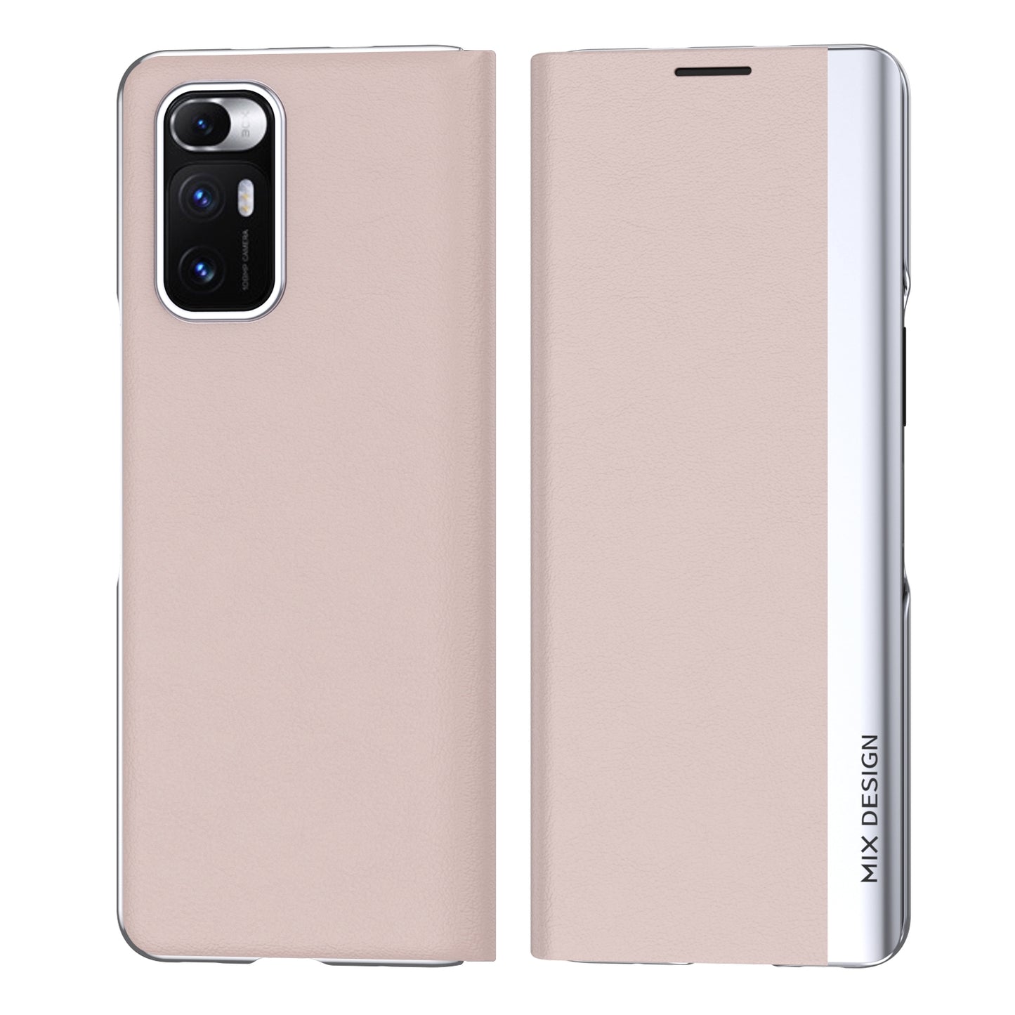 For Xiaomi Mix Fold Electroplated Horizontal Flip Leather Case with Holder(Pink)