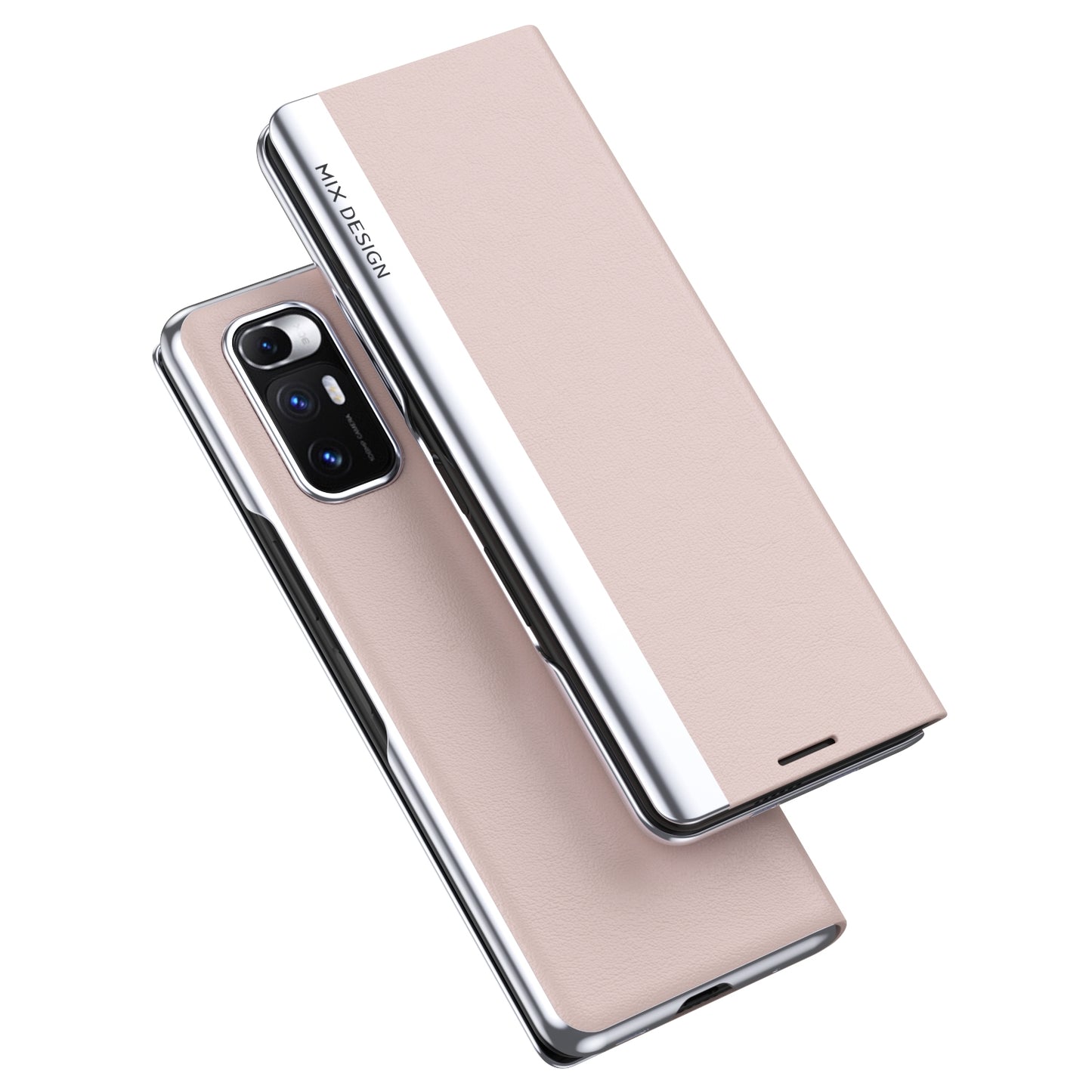 For Xiaomi Mix Fold Electroplated Horizontal Flip Leather Case with Holder(Pink)