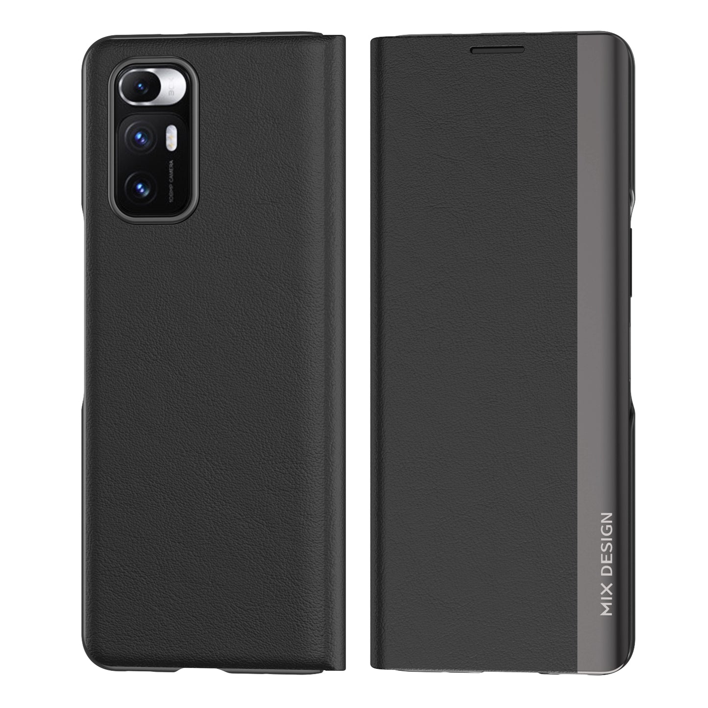 For Xiaomi Mix Fold Electroplated Horizontal Flip Leather Case with Holder(Black)