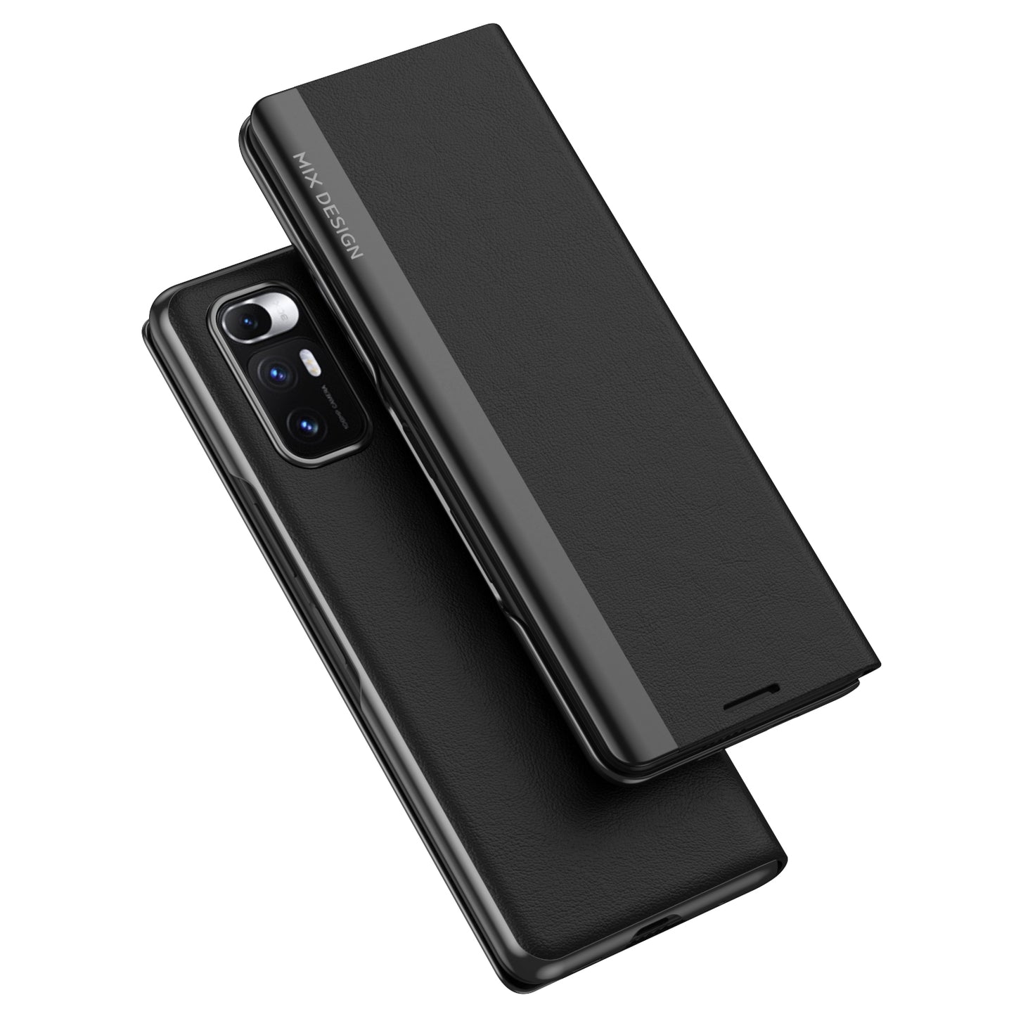 For Xiaomi Mix Fold Electroplated Horizontal Flip Leather Case with Holder(Black)