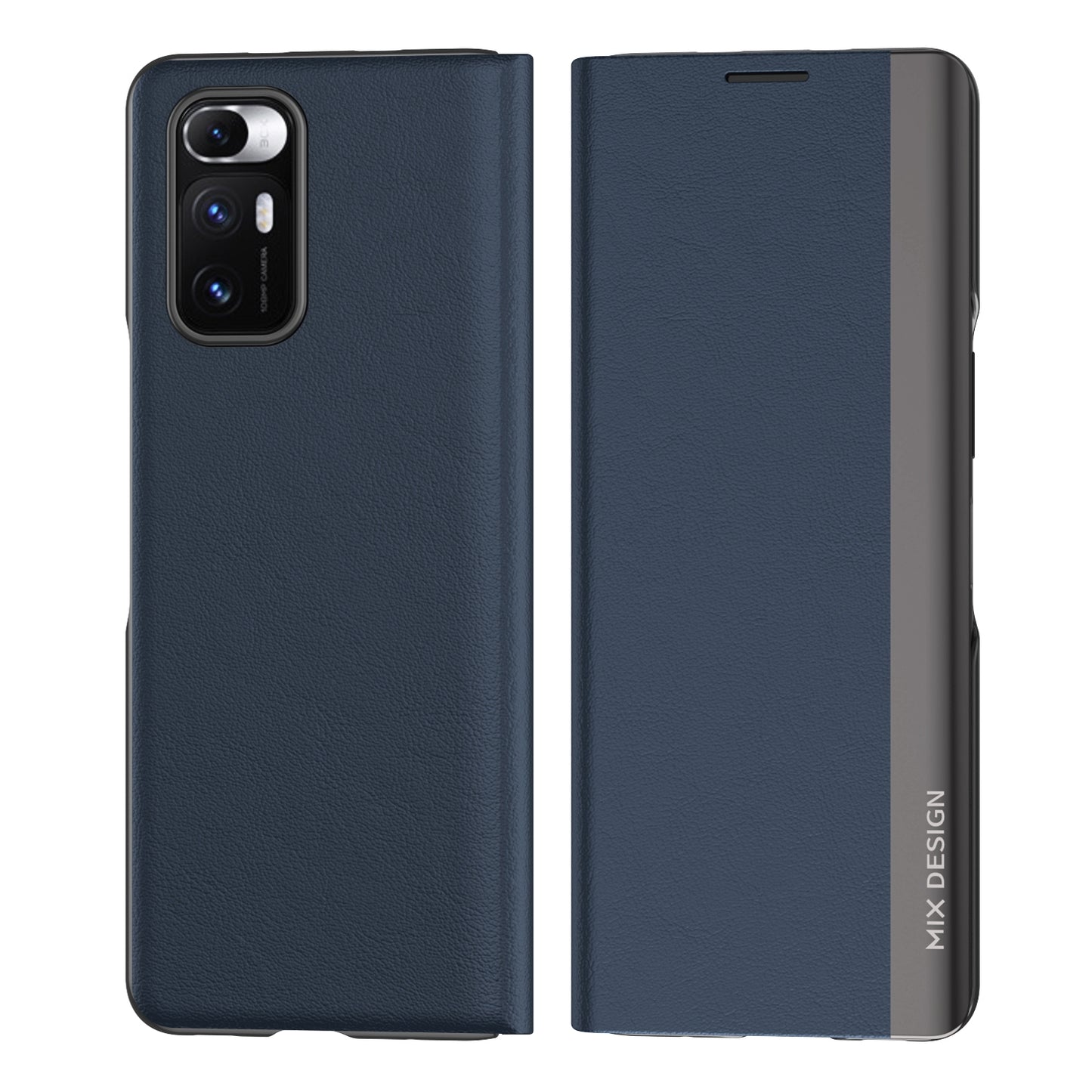 For Xiaomi Mix Fold Electroplated Horizontal Flip Leather Case with Holder(Navy Blue)