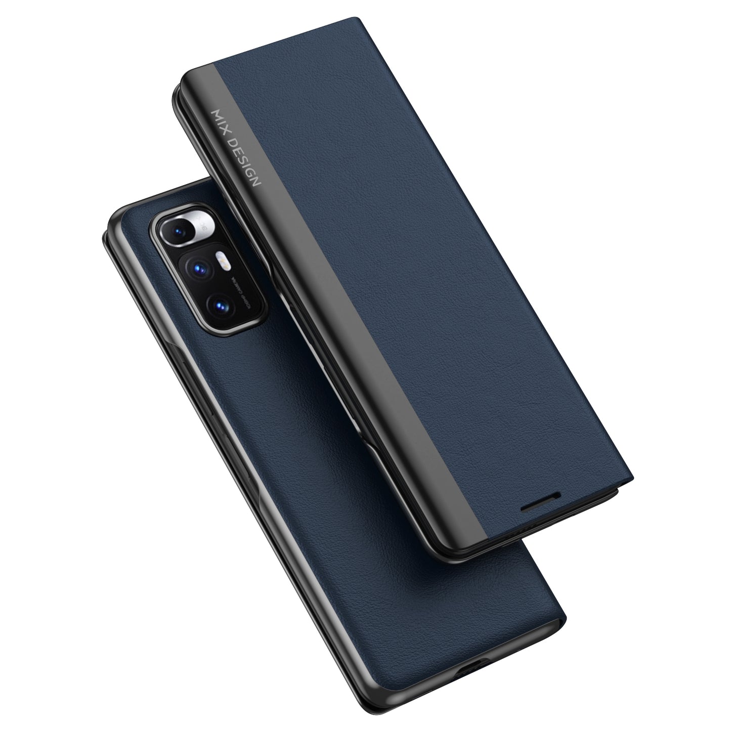 For Xiaomi Mix Fold Electroplated Horizontal Flip Leather Case with Holder(Navy Blue)