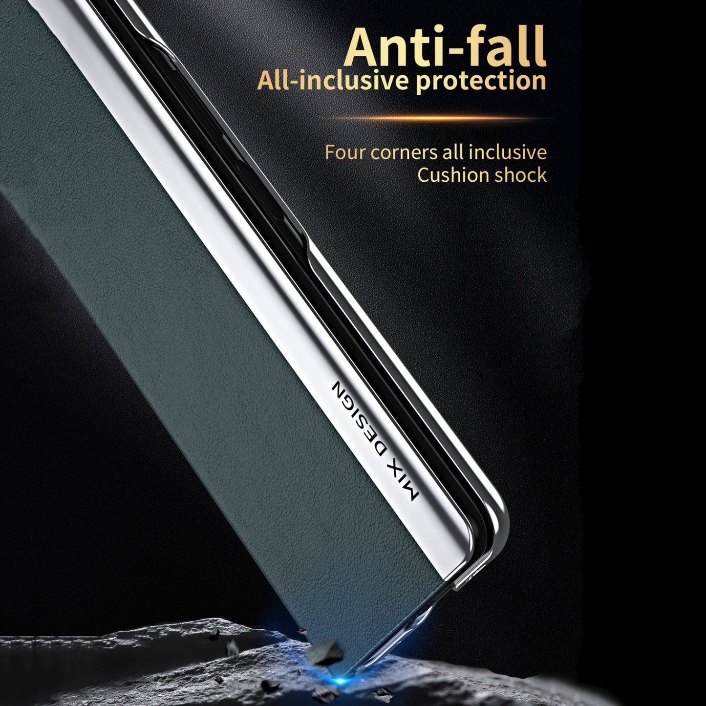 For Xiaomi Mix Fold Electroplated Horizontal Flip Leather Case with Holder(Black)