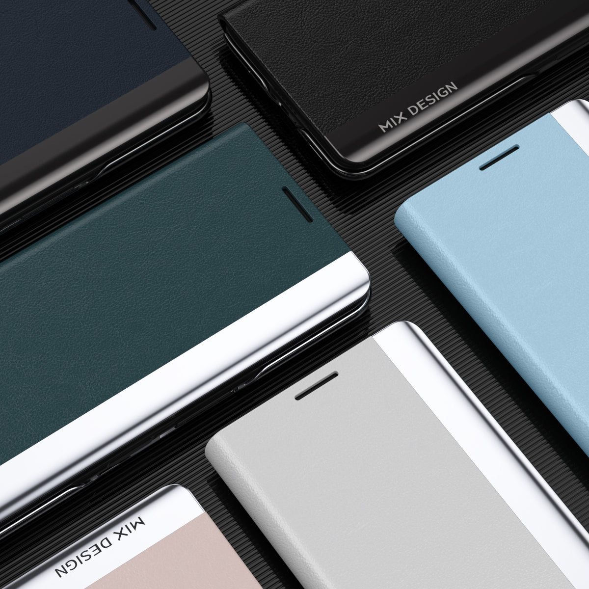 For Xiaomi Mix Fold Electroplated Horizontal Flip Leather Case with Holder(Navy Blue)