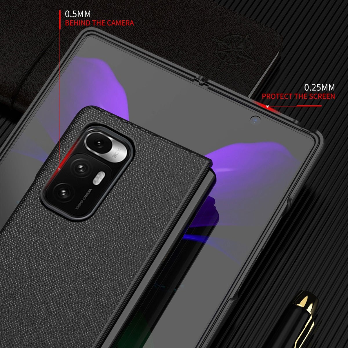 For Xiaomi Mi Mix Fold Foldable Protective Case, Pattern:Cross Pattern(Red)