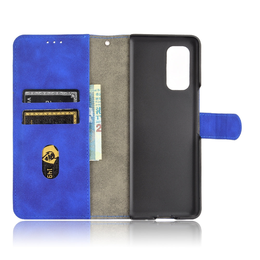 For Xiaomi Mi Mix Fold Solid Color Skin Feel Magnetic Buckle Horizontal Flip Calf Texture PU Leather Case with Holder & Card Slots & Wallet(Blue)