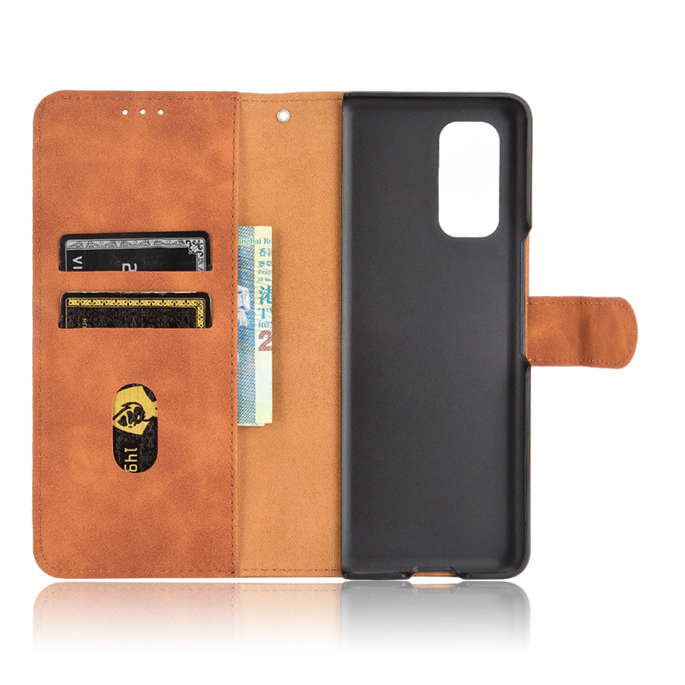 For Xiaomi Mi Mix Fold Solid Color Skin Feel Magnetic Buckle Horizontal Flip Calf Texture PU Leather Case with Holder & Card Slots & Wallet(Brown)