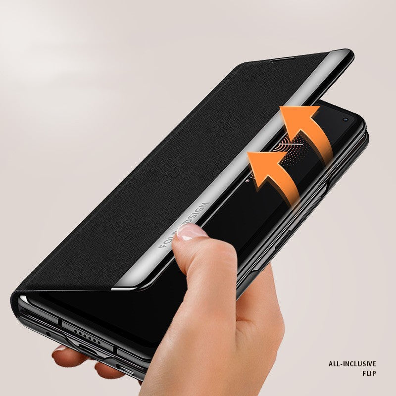 For Xiaomi Mi Mix Fold Matte First Layer Cowhide Folding Leather Case(Black)