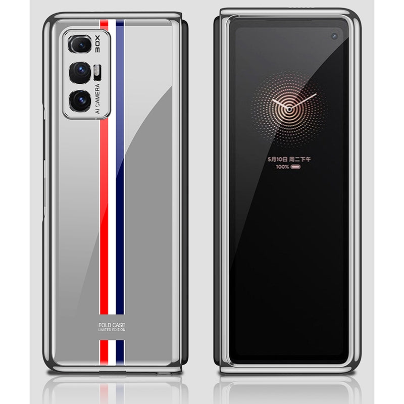 For Xiaomi Mi Mix Fold GKK Electroplating Painted Glass Phone Case(Gold Line Black)