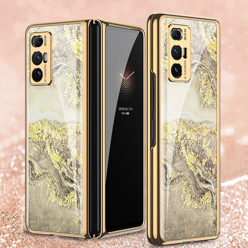 For Xiaomi Mi Mix Fold GKK Marble Pattern Electroplating Painted Glass Case(Marble 11)