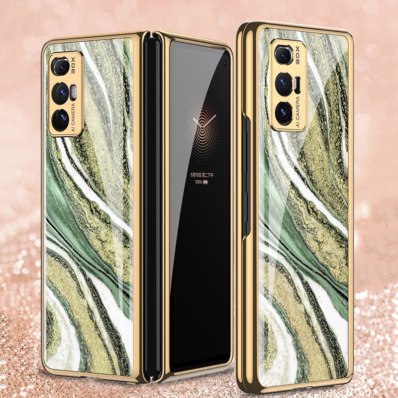 For Xiaomi Mi Mix Fold GKK Marble Pattern Electroplating Painted Glass Case(Marble 13)