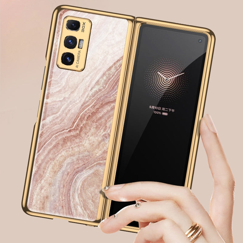 For Xiaomi Mi Mix Fold GKK Marble Pattern Electroplating Painted Glass Case(Marble 13)