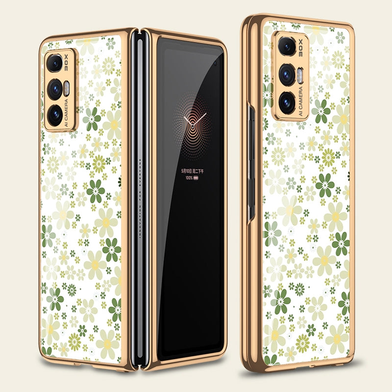 For Xiaomi Mi Mix Fold GKK Floral Pattern Electroplating Painted Glass Case(Floral 01)