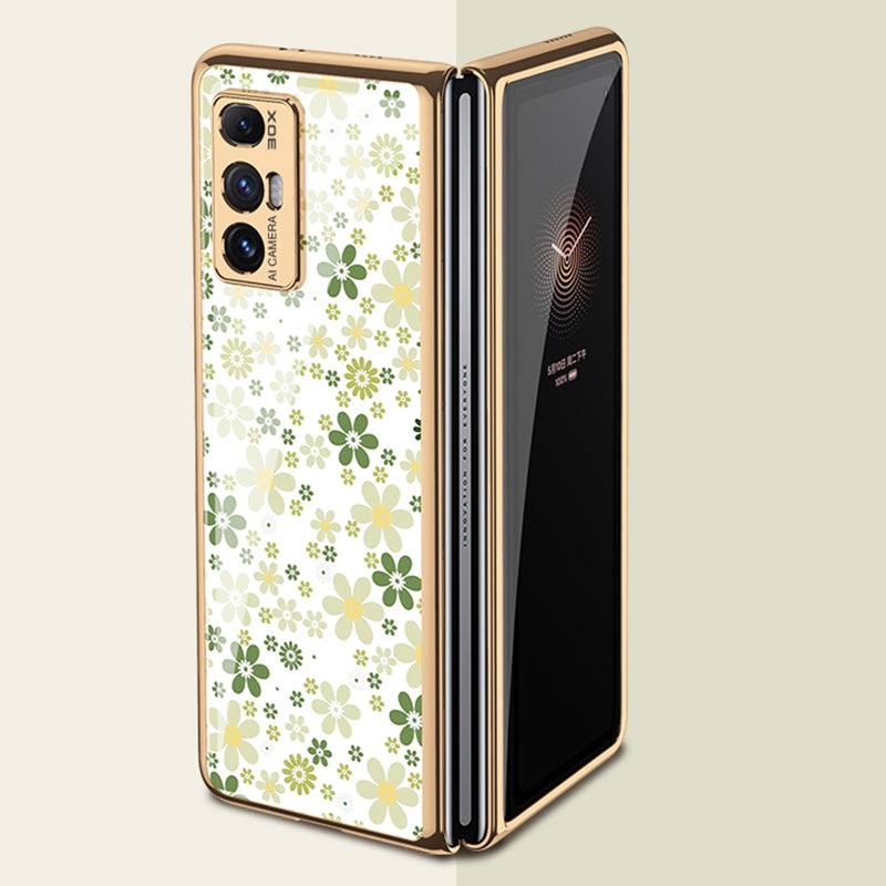 For Xiaomi Mi Mix Fold GKK Floral Pattern Electroplating Painted Glass Case(Floral 01)