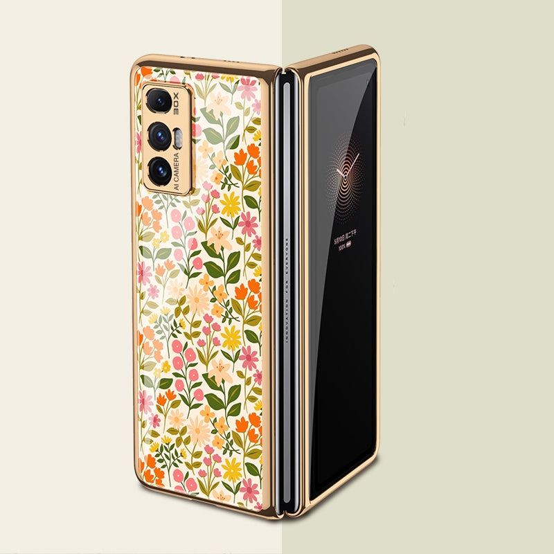 For Xiaomi Mi Mix Fold GKK Floral Pattern Electroplating Painted Glass Case(Floral 02)
