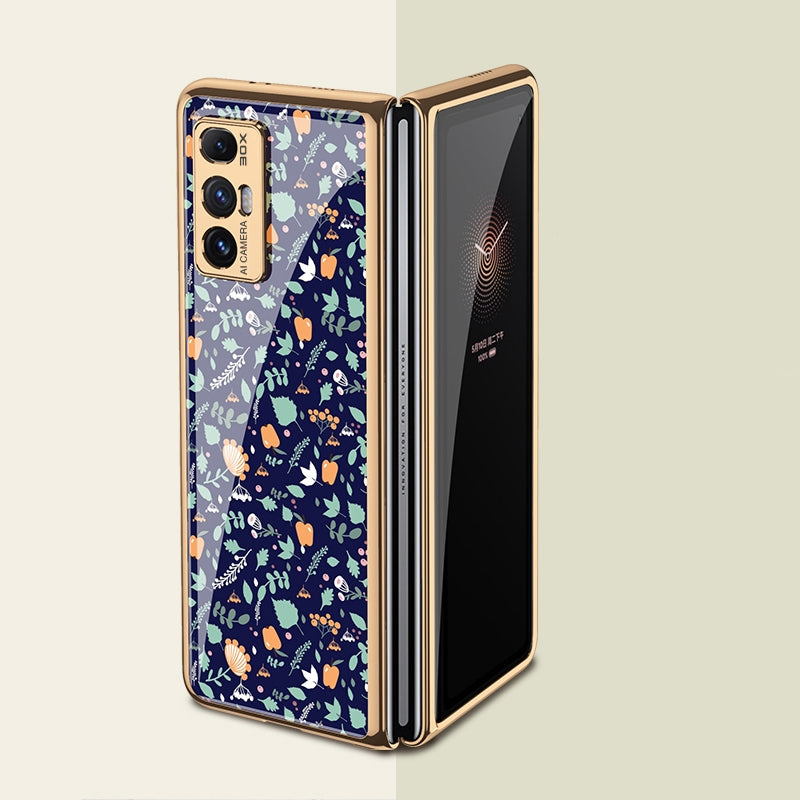 For Xiaomi Mi Mix Fold GKK Floral Pattern Electroplating Painted Glass Case(Floral 03)