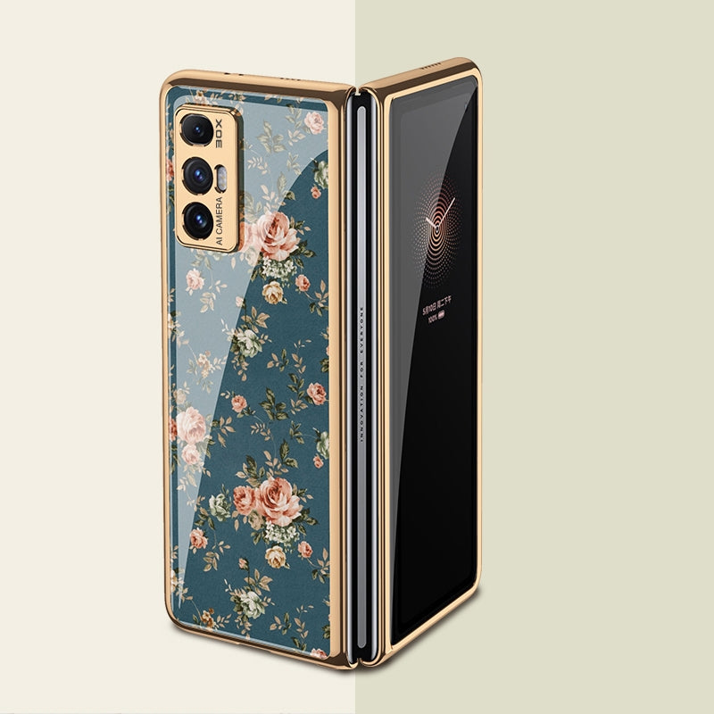 For Xiaomi Mi Mix Fold GKK Floral Pattern Electroplating Painted Glass Case(Floral 04)