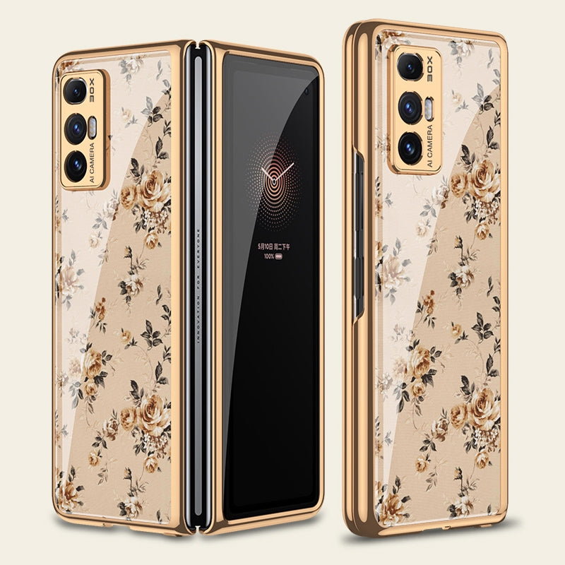 For Xiaomi Mi Mix Fold GKK Floral Pattern Electroplating Painted Glass Case(Floral 05)