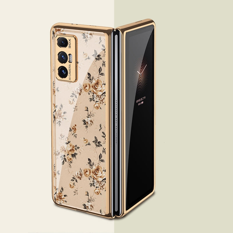 For Xiaomi Mi Mix Fold GKK Floral Pattern Electroplating Painted Glass Case(Floral 05)