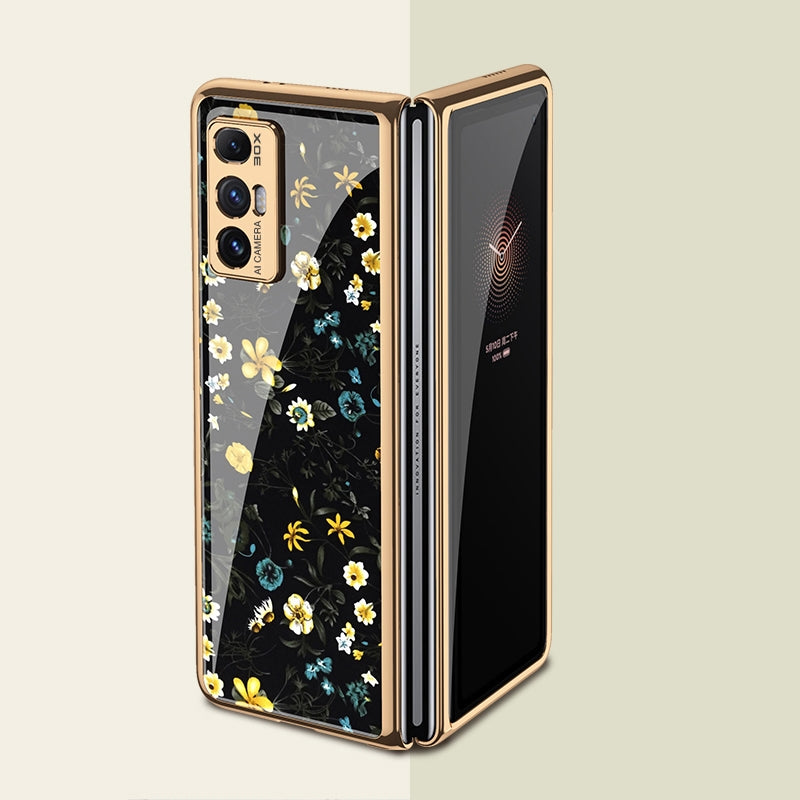 For Xiaomi Mi Mix Fold GKK Floral Pattern Electroplating Painted Glass Case(Floral 06)