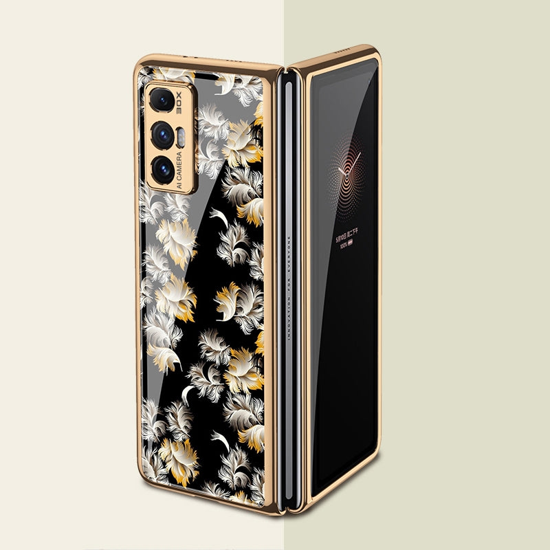 For Xiaomi Mi Mix Fold GKK Floral Pattern Electroplating Painted Glass Case(Floral 07)