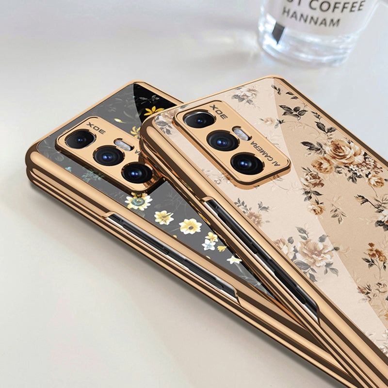 For Xiaomi Mi Mix Fold GKK Floral Pattern Electroplating Painted Glass Case(Floral 04)