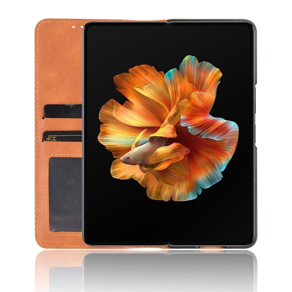 For Xiaomi Mi Mix Fold Magnetic Buckle Retro Crazy Horse Texture Horizontal Flip Leather Case with Holder & Card Slots & Photo Frame(Brown)