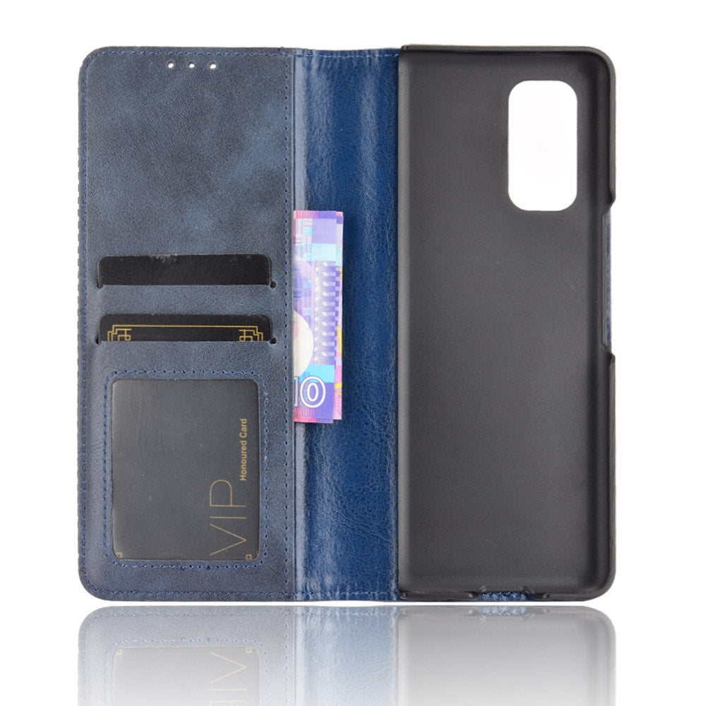 For Xiaomi Mi Mix Fold Magnetic Buckle Retro Crazy Horse Texture Horizontal Flip Leather Case with Holder & Card Slots & Photo Frame(Blue)