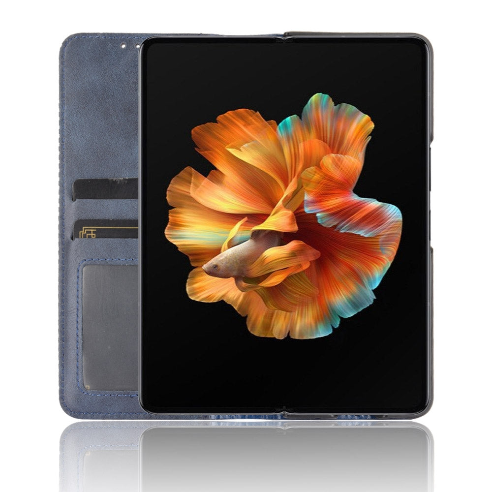 For Xiaomi Mi Mix Fold Magnetic Buckle Retro Crazy Horse Texture Horizontal Flip Leather Case with Holder & Card Slots & Photo Frame(Blue)