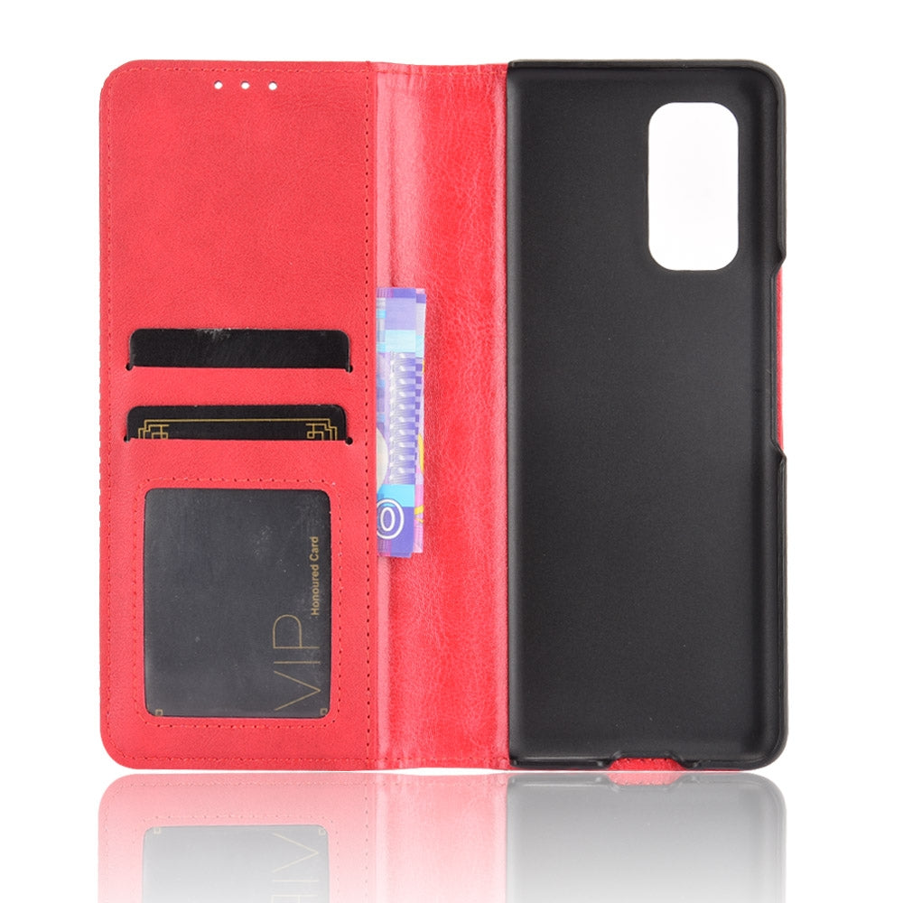 For Xiaomi Mi Mix Fold Magnetic Buckle Retro Crazy Horse Texture Horizontal Flip Leather Case with Holder & Card Slots & Photo Frame(Red)