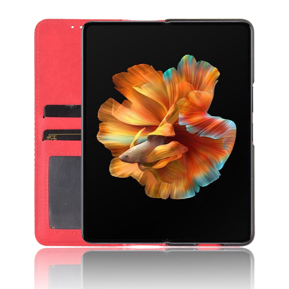 For Xiaomi Mi Mix Fold Magnetic Buckle Retro Crazy Horse Texture Horizontal Flip Leather Case with Holder & Card Slots & Photo Frame(Red)
