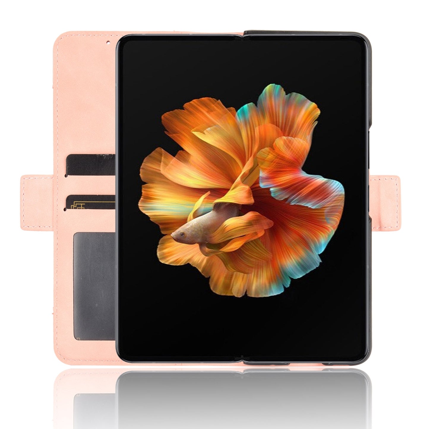 For Xiaomi Mi Mix Fold Skin Feel Calf Pattern Horizontal Flip Leather Case with Holder & Card Slots & Photo Frame(Pink)