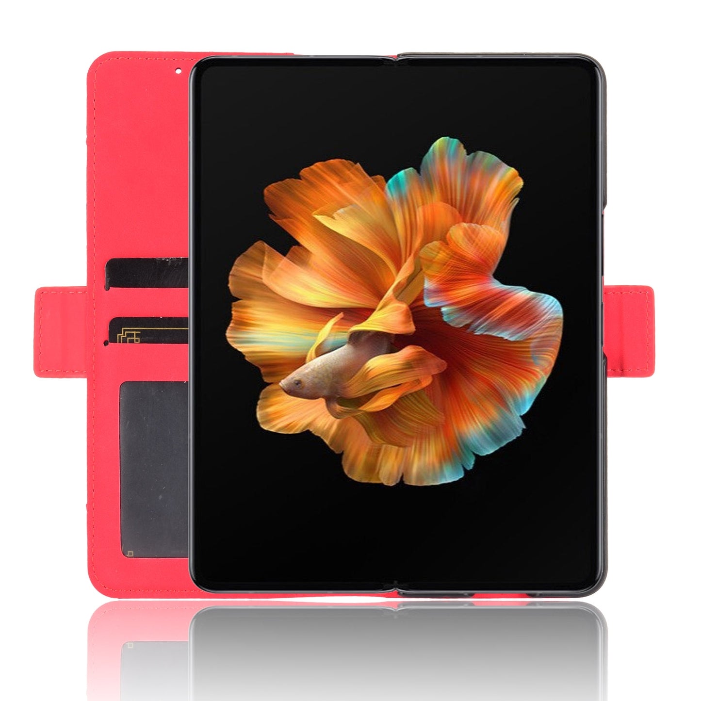 For Xiaomi Mi Mix Fold Skin Feel Calf Pattern Horizontal Flip Leather Case with Holder & Card Slots & Photo Frame(Red)