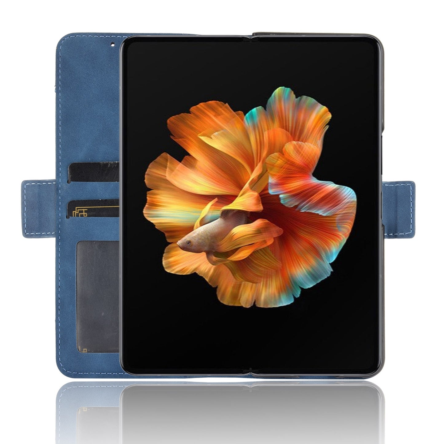 For Xiaomi Mi Mix Fold Skin Feel Calf Pattern Horizontal Flip Leather Case with Holder & Card Slots & Photo Frame(Blue)